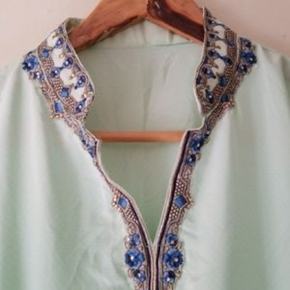 Green Ombre Floral Salwar Kameez Party Dress - Picture 6 of 7